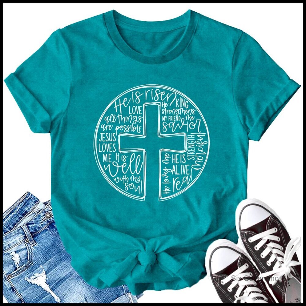 Christian He Is Risen T-Shirt, Soft Polyester Rayon Spandex Blend